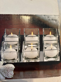 NEW  6 square tealight holders with tray $ 10