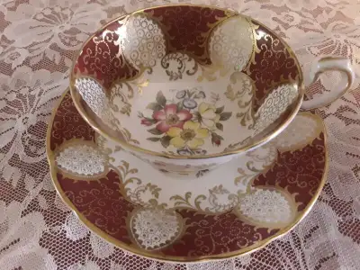 PARAGON FINE  BONE CHINA WIDE CUP SAUCER - BURGUNDY, View more