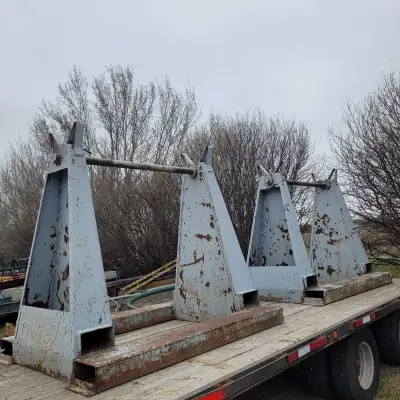 Cable reel stands. $2000 each Man hole gates $50 each, 6 avail 7/8ft long railing. $150 Case 540 bac...