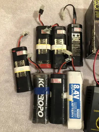 Selling 7 Ni-Cd Nickel–cadmium batteries for RC cars. 6 of them were used on Tamiya RC cars (Monster...