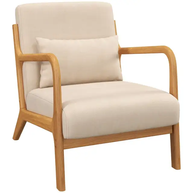 Fabric Lounge Chair, Velvet Armchair, Retro Accent Chair with Wo in Chairs & Recliners in Markham / York Region - Image 11