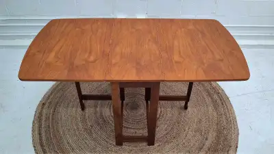 Refinished mid-century scandinavian teak folding dining table , View more