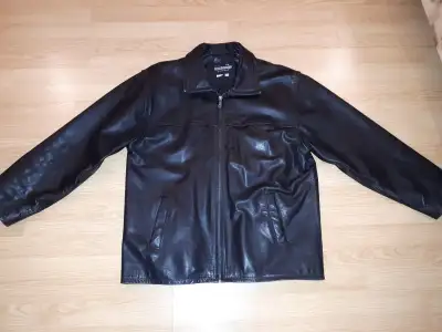 Quality Irwin Bilerman, IB exchange black leather jacket, size XL, made in India. Very good conditio...
