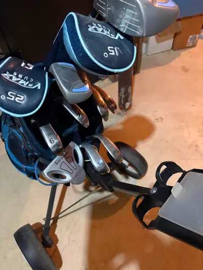 Ladies golf clubs and pull cart, View more