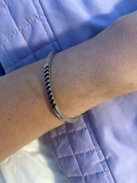 925 Sterling silver striped bracelet- New 