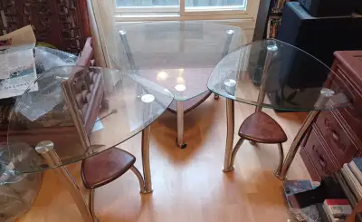 3 Tempered Glass Tables - Reuleux Rounded Curved Triangle, View more