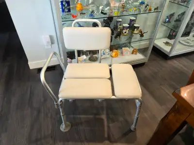 Padded Bath Transfer Bench / Shower Chair - Adjustable Legs, View more