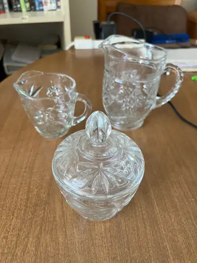 4 pc matching crystal tea set