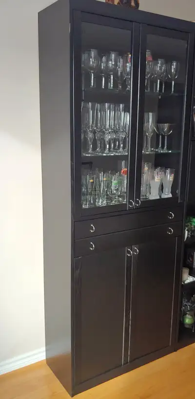 Ikea KAVALJER Wall Unit Display Cabinet Black, View more