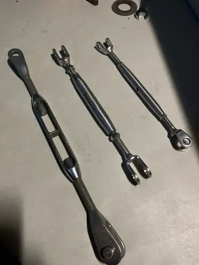 Smaller turnbuckle 5/16” $35 Blue wave 3/8” turnbuckle $50 Wichard France Open-Body Turnbuckle (Larg...