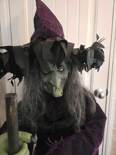 Super Cool Five Foot Witch Add Water Stirs Cauldron and Speaks Motion Sensor, Sound Sensor and On an...