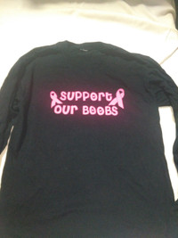 shirt: support our Boobs long sleeve Xlarge cancer awareness
