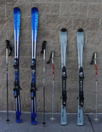 ⛷️ Atomic Skis + Poles – 150 cm, 180 cm Sets | Bindings Included, View more