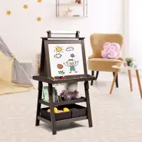 3 in 1 Toddler Art Craft Supply Drawing Easel (Coffee)