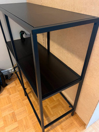 Shelf unit, black-brown/glass,