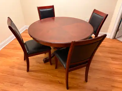 Dining table and three chairs, View more