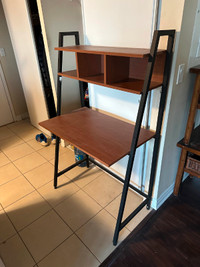 Ladder desk with hutch