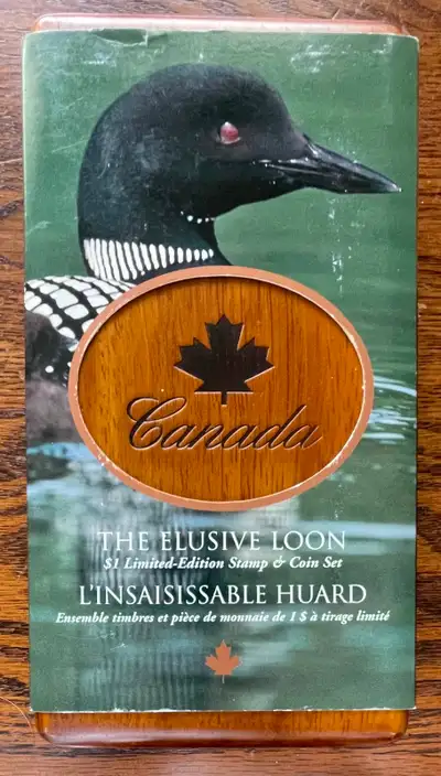Collectible Canada The Elusive Loon Limited-Edition Stamp & Coin Set. Set has one aureate bronze $1...