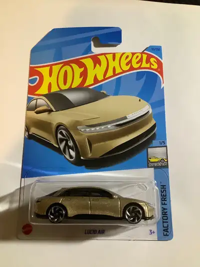 Hotwheels Gold Lucid Air from the factory fresh series. New in package. deal if you buy multiple lis...