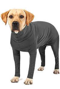 Full coverage dog onesie suggested for 66-88lbs.