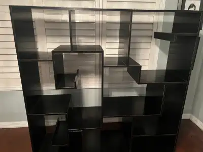 CB2 black stylish bookshelf shelving unit cabinet $1700, View more