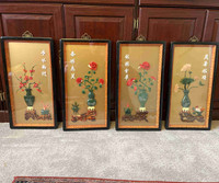 FOUR CHINESE VINTAGE    SEASONS WALL ART