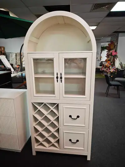 White Arched Hutch Wine Cabinet, View more