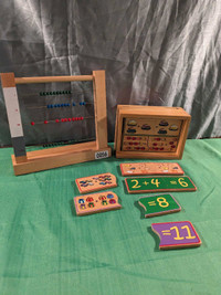1 Mini Wooden Abacus  & Wooden match math puzzle by Learning Re