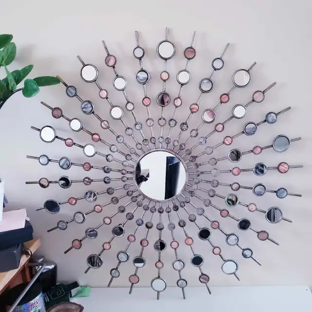 Sunburst Brushed  Metal Wall Mirror  in Home Décor & Accents in Ottawa - Image 9