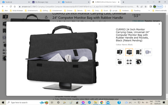 Monitor carrying case-universal 24" computer with rubber handle in Monitors in Mississauga / Peel Region - Image 2