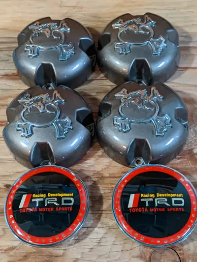 4 matching , 3 1/4in dia. 2 hole mount . 1 1/8 in depth center to inner flange edge . $ 30.00 . . ....