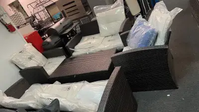 5pc rattan wicker highback arm  patio sets storage , View more