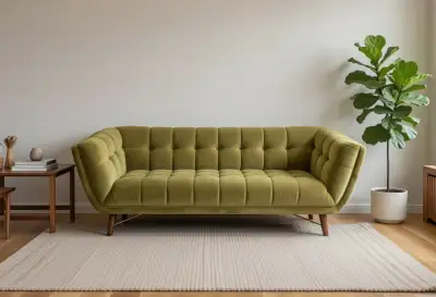 Kitsilano Premium Gold Olive Velvet Sofa (Delivery Available), View more