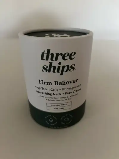 Three Ships Firm Believer Smoothing neck and face cream Goji Stems Cells and Pomegranates 1.4 oz / 4...