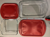Anchor Glass baking trays with lids - 4 pc set