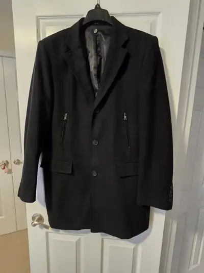 Men's black Italian wool coat, View more