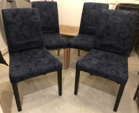 Dining Room Chairs (4) - Navy Paisley on Black
