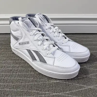 New & unworn Reebok leather upper white & grey accent Club C Form hightop sneakers, size 12, no box...