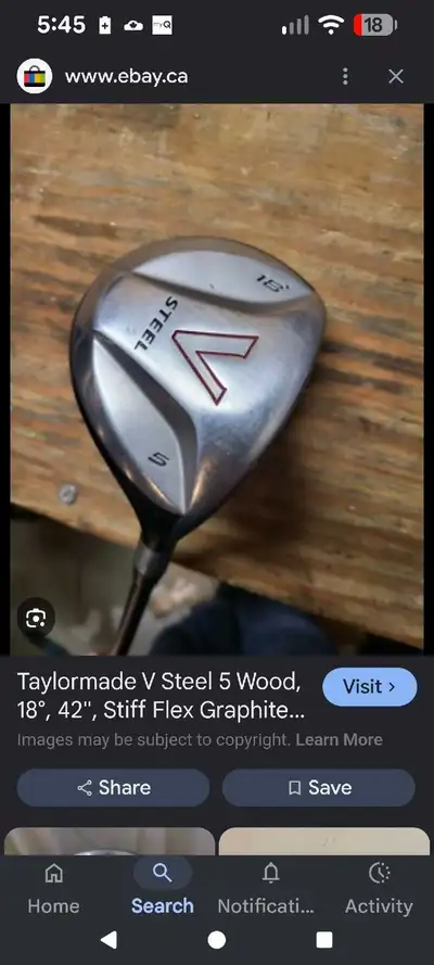 Looking for - taylormade v steel 5 wood, View more