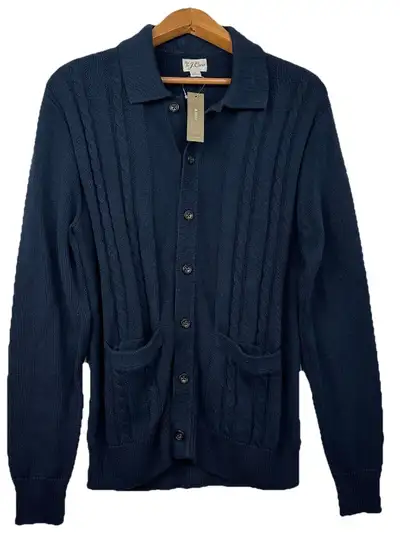 NWT J.CREW Sweater Men's Small Cotton Cardigan Cable Knit Blue B, View more