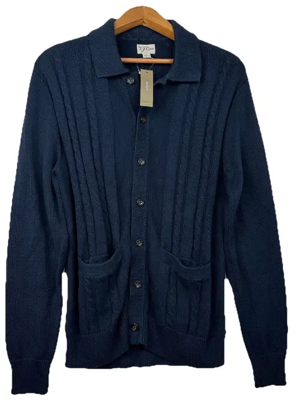 NWT J.CREW Sweater Men's Small Cotton Cardigan Cable Knit Blue B62864361261187124