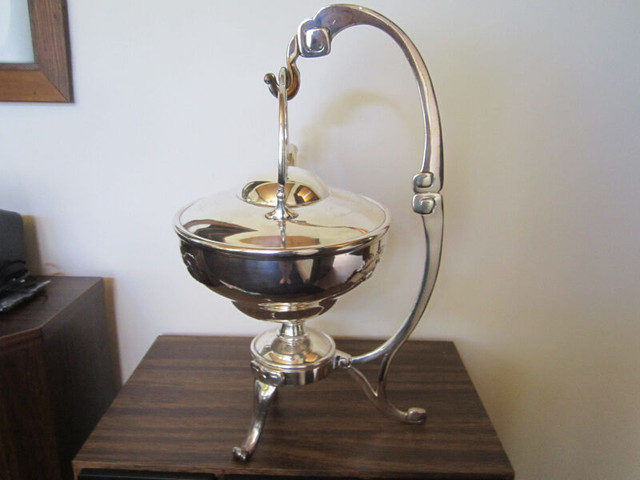 Silver plated antique teapot with stand in Arts & Collectibles in Nelson - Image 3