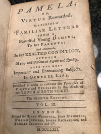 Pamela Or Virtue Rewarded Antique 1762 Book