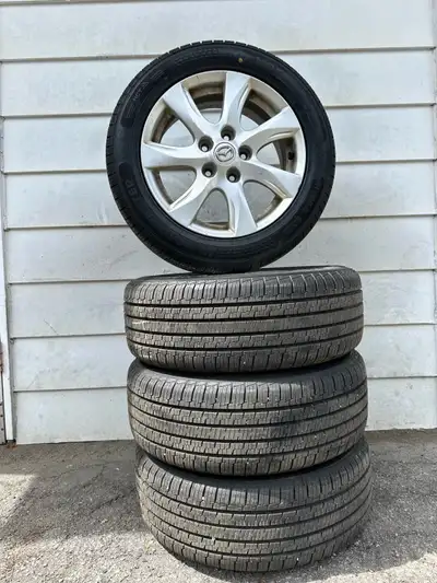 Set of tires used for 2 months. Rims in great shape. 5x114.3 67.1 Off a 2015 Mazda 3
