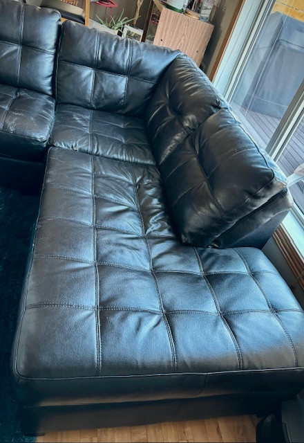 Sectional - Black/Brown with Chaise - $400.00 in Couches & Futons in Edmonton - Image 2