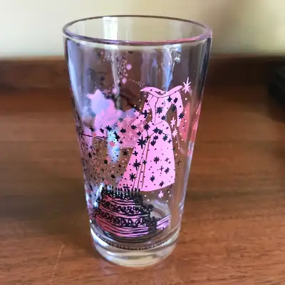 Vintage 1959 Disney Sleeping Beauty Glass Pink Fairy Godmothers, View more
