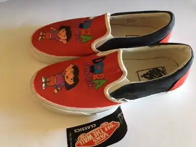 Unique One of a Kind Womens 8.5 Vans Hand painted Has original tag, unworn Dora the Explorer Red Van...