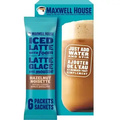 Maxwell House Iced Hazelnut Latte with Foam Instant Coffee Drink, View more