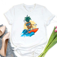 Pineapple Surfing Tshirt, Riding the wave graphic Shirt 