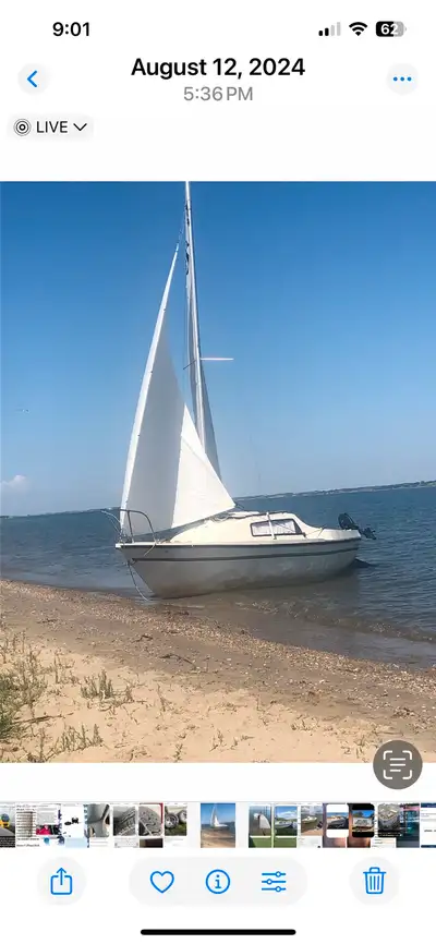 Thinking of selling my sandpiper 565 . it’s located near Elbow 1 main sail two head sails . 4.5 merc...